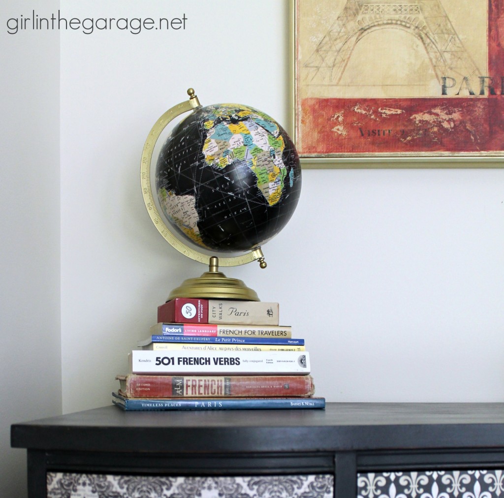 Vintage decoupage desk makeover - Girl in the Garage