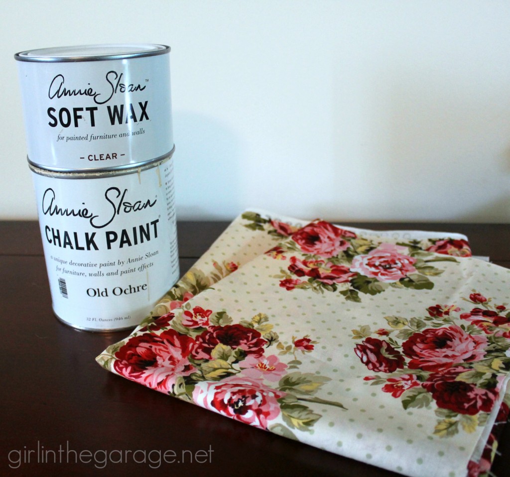 See how an old chair got a shabby chic makeover with Chalk Paint and vintage-inspired fabric.  girlinthegarage.net