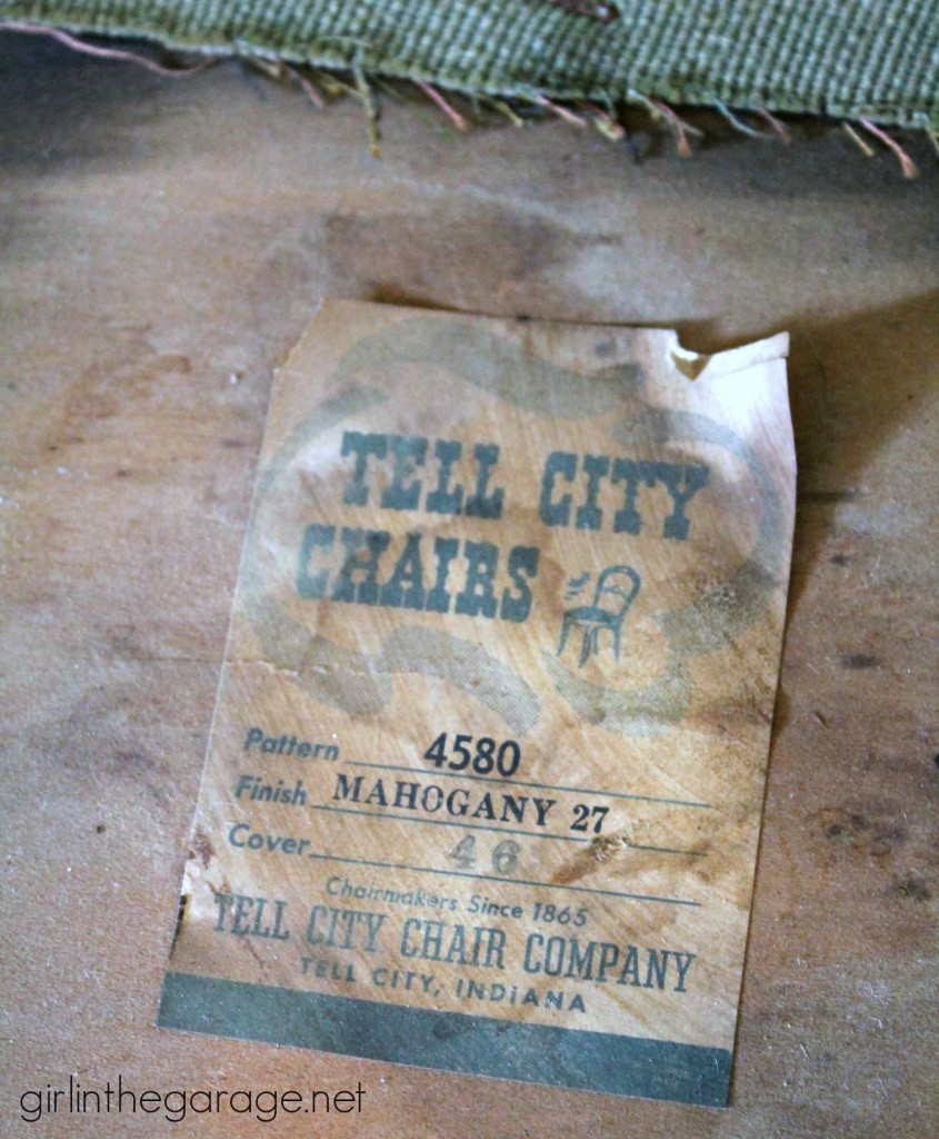 See how an old chair got a shabby chic makeover with Chalk Paint and vintage-inspired fabric.  girlinthegarage.net