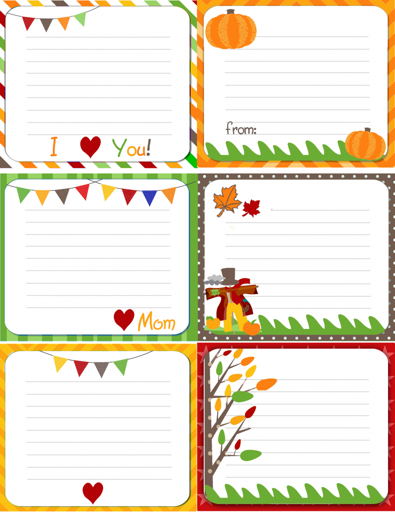 Printable Fall Lunch Notes 791x1024