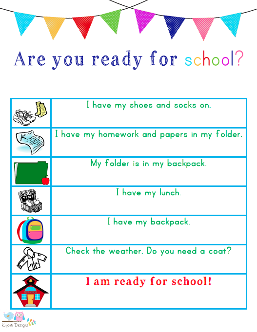 Kids Morning Bedtime And Ready for School Free Printables