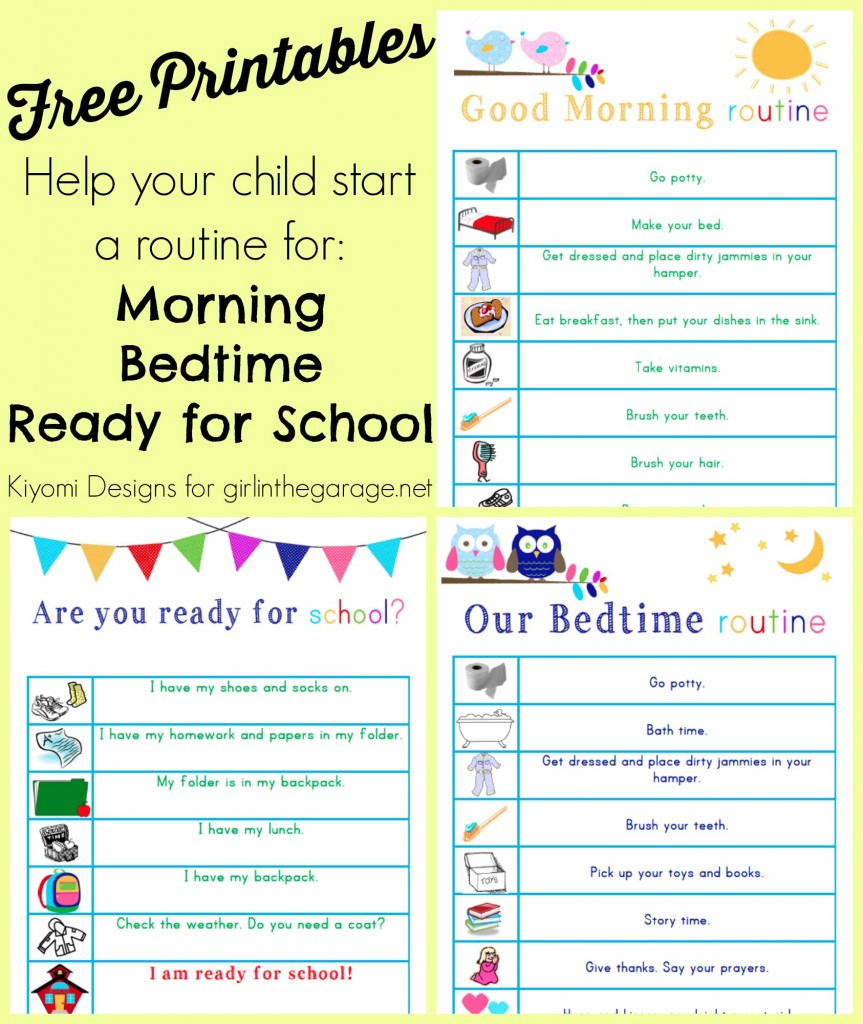 Kids' Morning, Bedtime, and Ready-for-School Free Printables