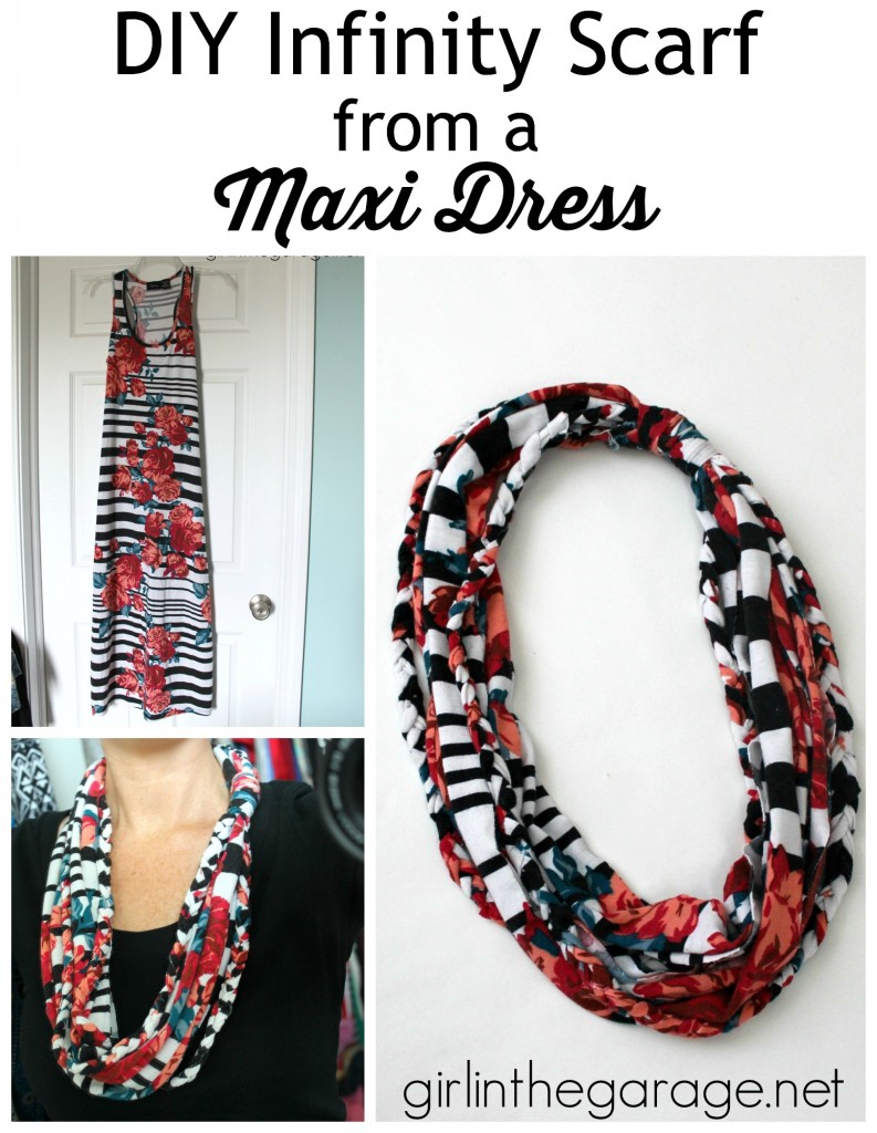 DIY Infinity Scarf from a Maxi Dress - girlinthegarage.net