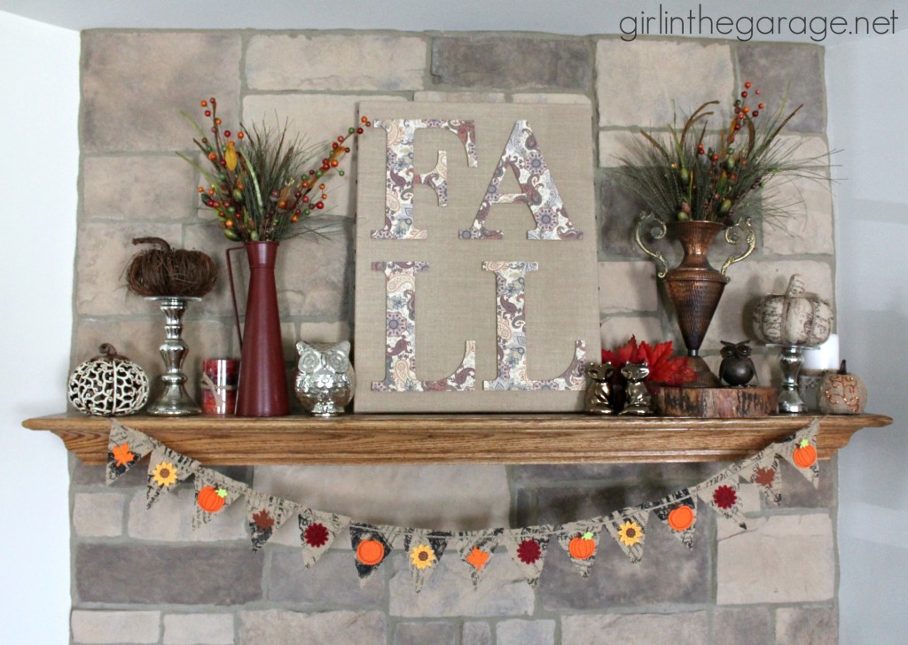 DIY Fall Burlap Art and Mantel {Fall Home Decor Tour}