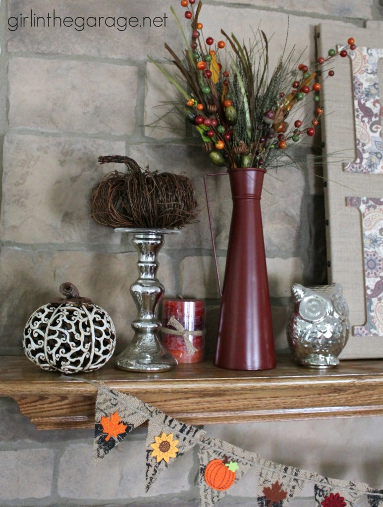 DIY Fall Burlap Art and Mantel {Fall Home Decor Tour}