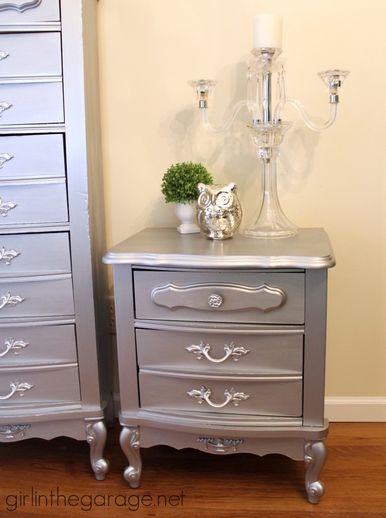 How to paint furniture silver with metallic paint - by Girl in the Garage