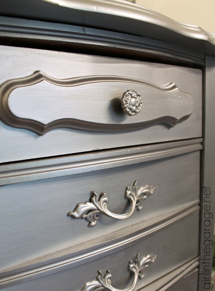 How to paint furniture silver with metallic paint - by Girl in the Garage