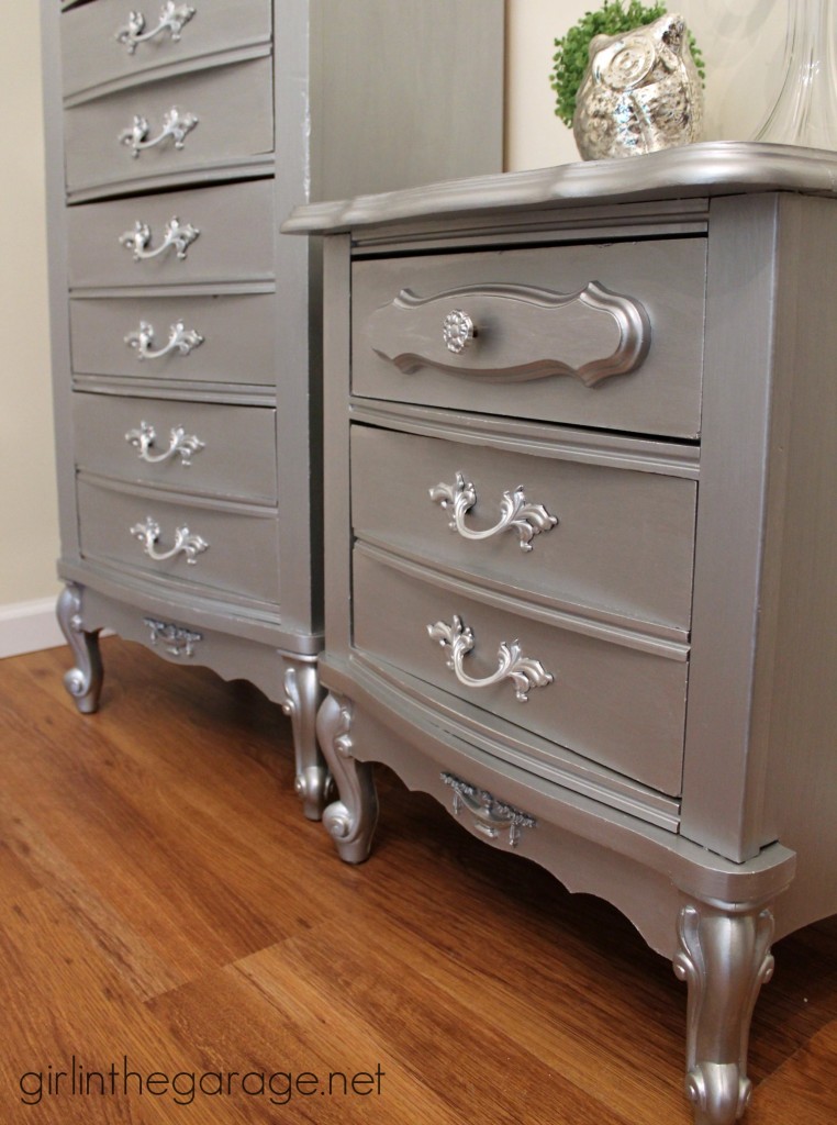 How to paint furniture silver with metallic paint - by Girl in the Garage