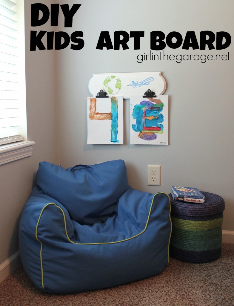 How to make a DIY kids art board to proudly display your child's favorite papers. girlinthegarage.net How to make a DIY kids art board to proudly display your child's favorite papers. girlinthegarage.net