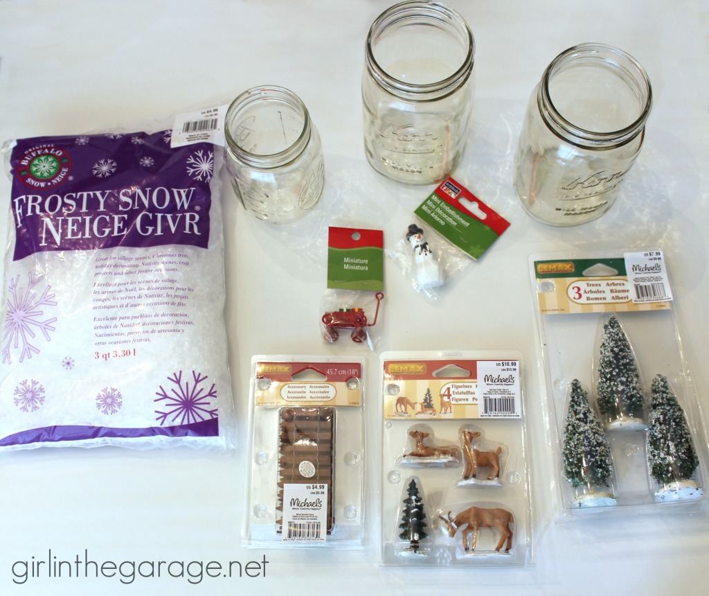 Easy holiday craft: How to create a winter wonderland scene inside a mason jar.  girlinthegarage.net