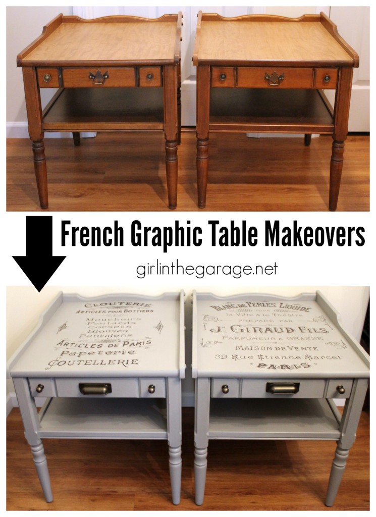How to paint a French perfume graphic on a vintage table - DIY makeover ideas by Girl in the Garage