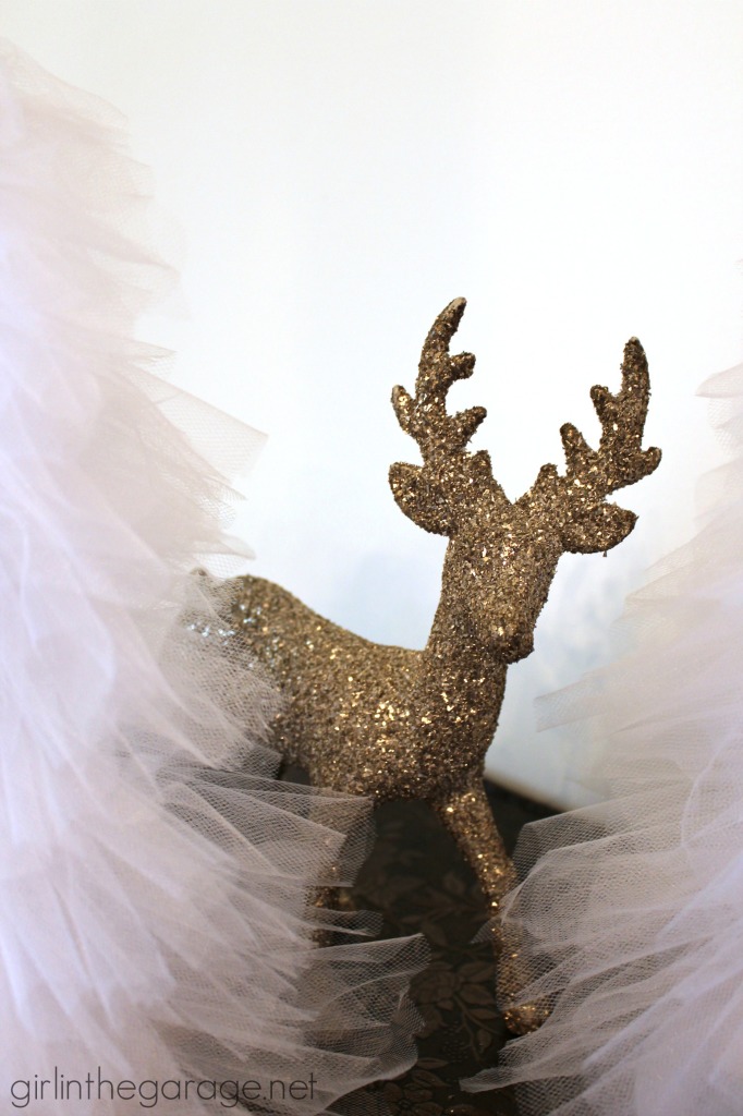 How to make beautiful DIY tulle trees for Christmas or winter decor. girlinthegarage.net