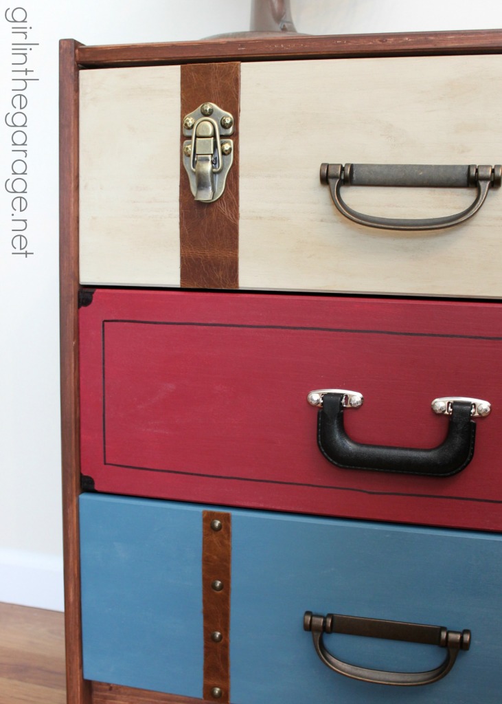 IKEA RAST Hack: A suitcase dresser makeover from an IKEA chest of drawers. girlinthegarage.net