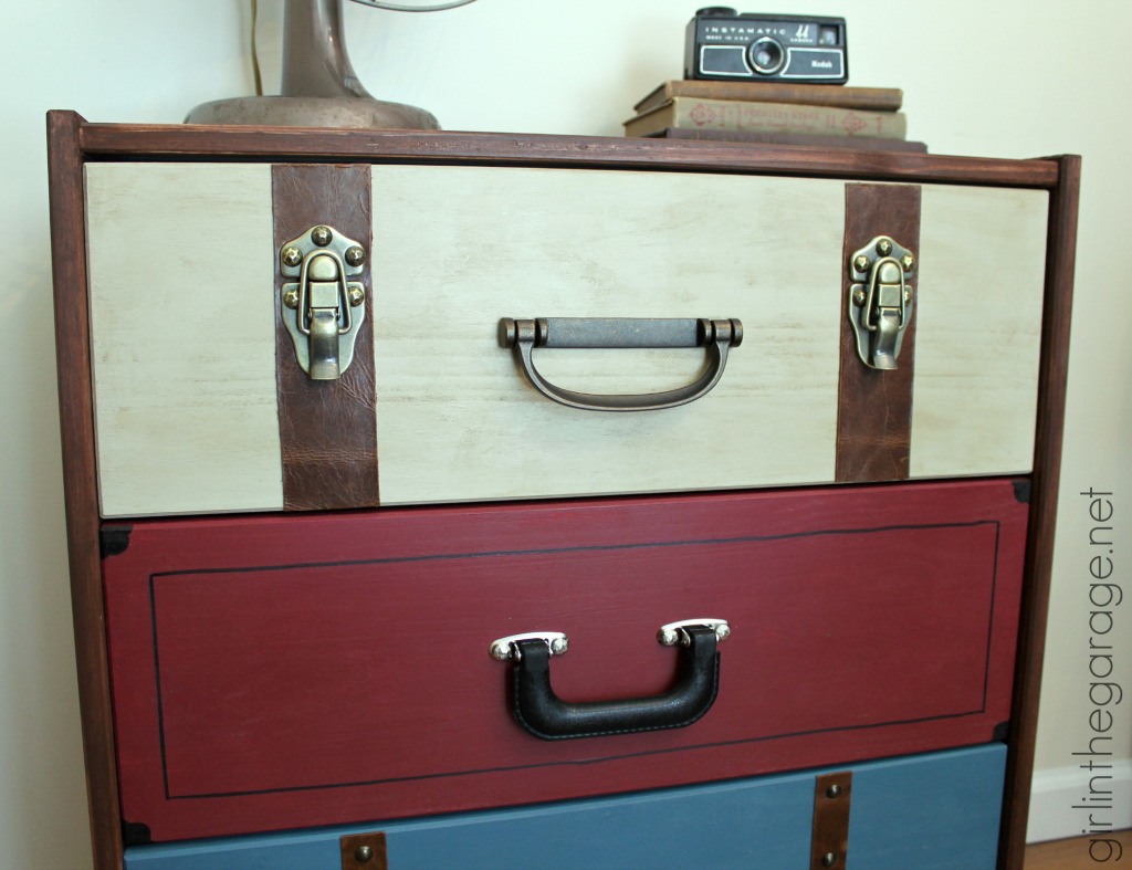 IKEA RAST Hack: A suitcase dresser makeover from an IKEA chest of drawers. girlinthegarage.net
