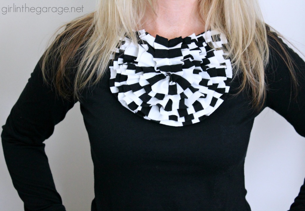 Tutorial for how to make a DIY ruffle shirt - Rock Your Knockoff Pinterest Edition.  girlinthegarage.net 