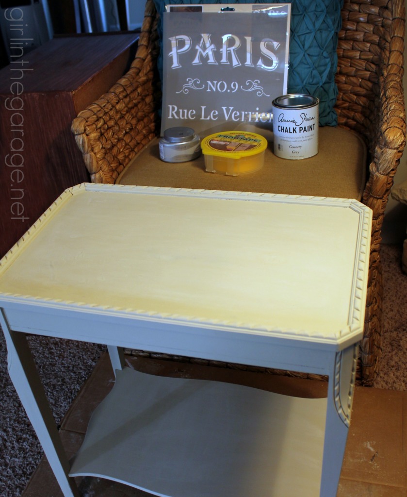 French Grain Sack Table Makeover with Chalk Paint - girlinthegarage.net