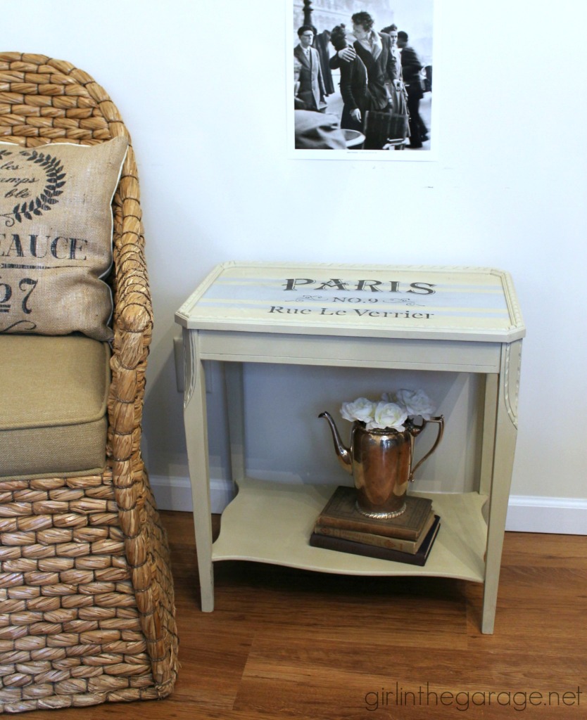 French Grain Sack Table Makeover with Chalk Paint - girlinthegarage.net