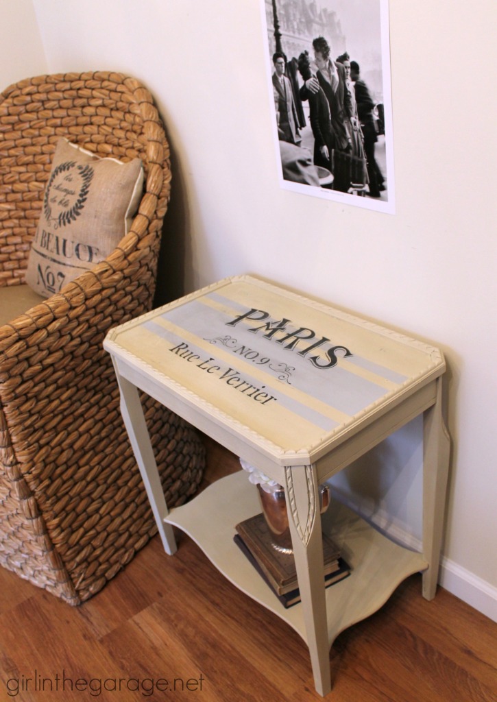 French Grain Sack Table Makeover with Chalk Paint - girlinthegarage.net