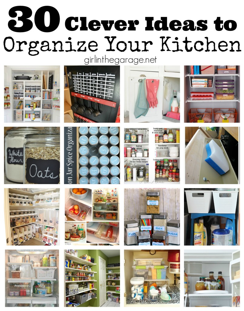 Organize your kitchen cabinets, pantry, refrigerator, freezer, and more with these clever tips!  girlinthegarage.net