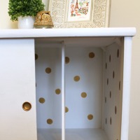 Midcentury Table Makeover with Polka Dots