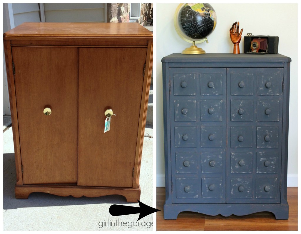 Faux Apothecary Cabinet Makeover - girlinthegarage.net