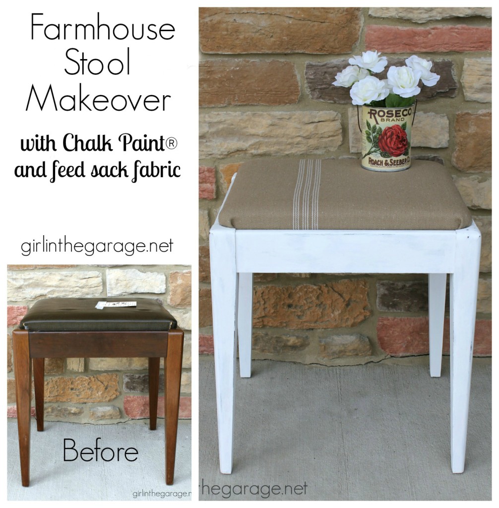 Easy farmhouse stool makeover - Girl in the Garage