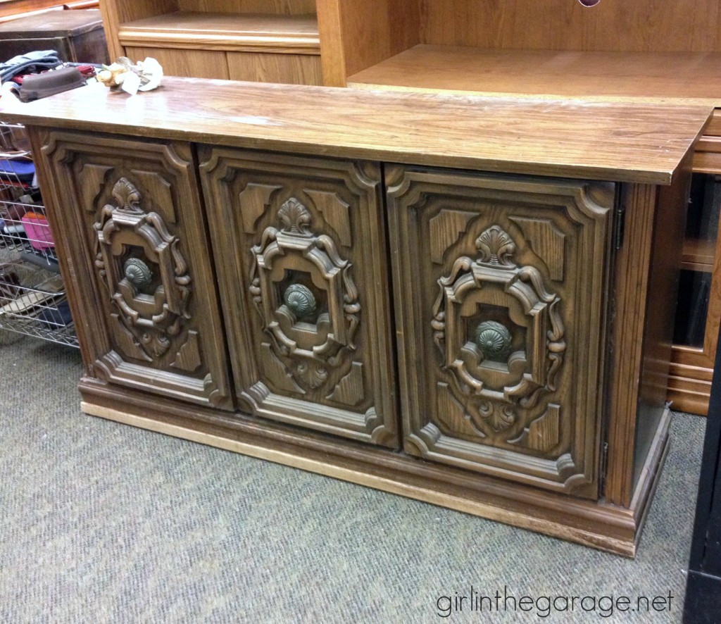 See how an ugly thrift store buffet got a major facelift with Chalk Paint.  girlinthegarage.net