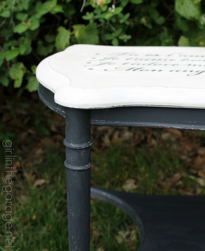 How to paint a French love letter table makeover - a Themed Furniture Makeover Day project with 20 other bloggers. girlinthegarage.net How to paint a French love letter table makeover - a Themed Furniture Makeover Day project with 20 other bloggers. girlinthegarage.net