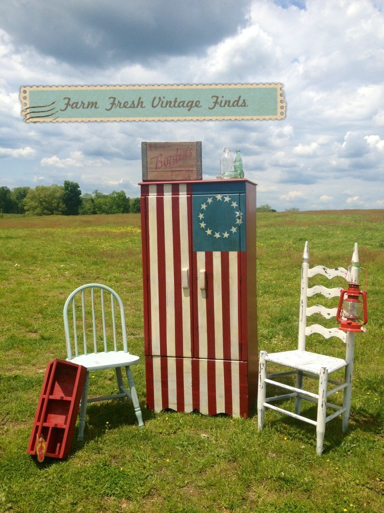 Painted Flag Wardrobe - Farm Fresh Vintage Finds