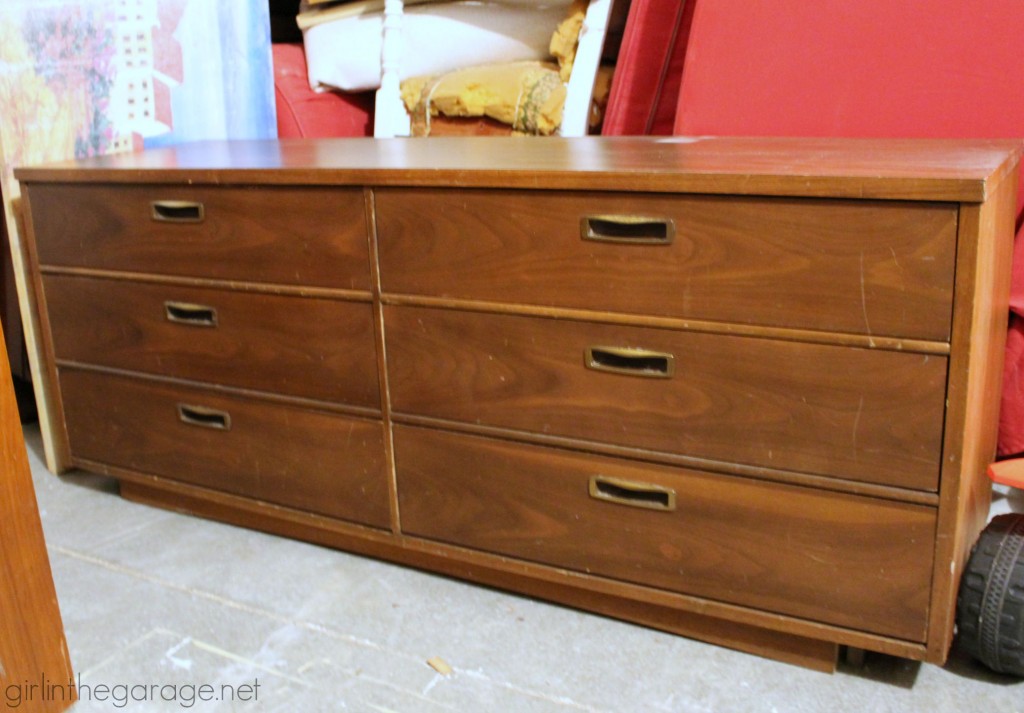 Repurpose a free dresser into an Anthropologie inspired faux industrial printer's cabinet - Girl in the Garage