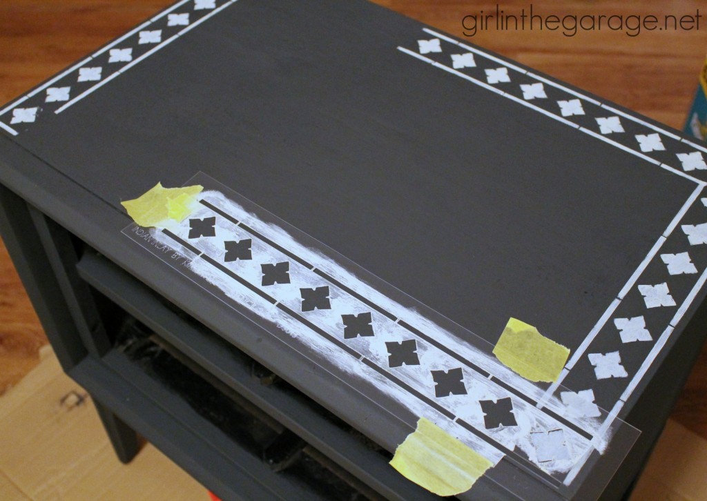 How to achieve the high end look of Indian Inlay furniture by stenciling. girlinthegarage.net