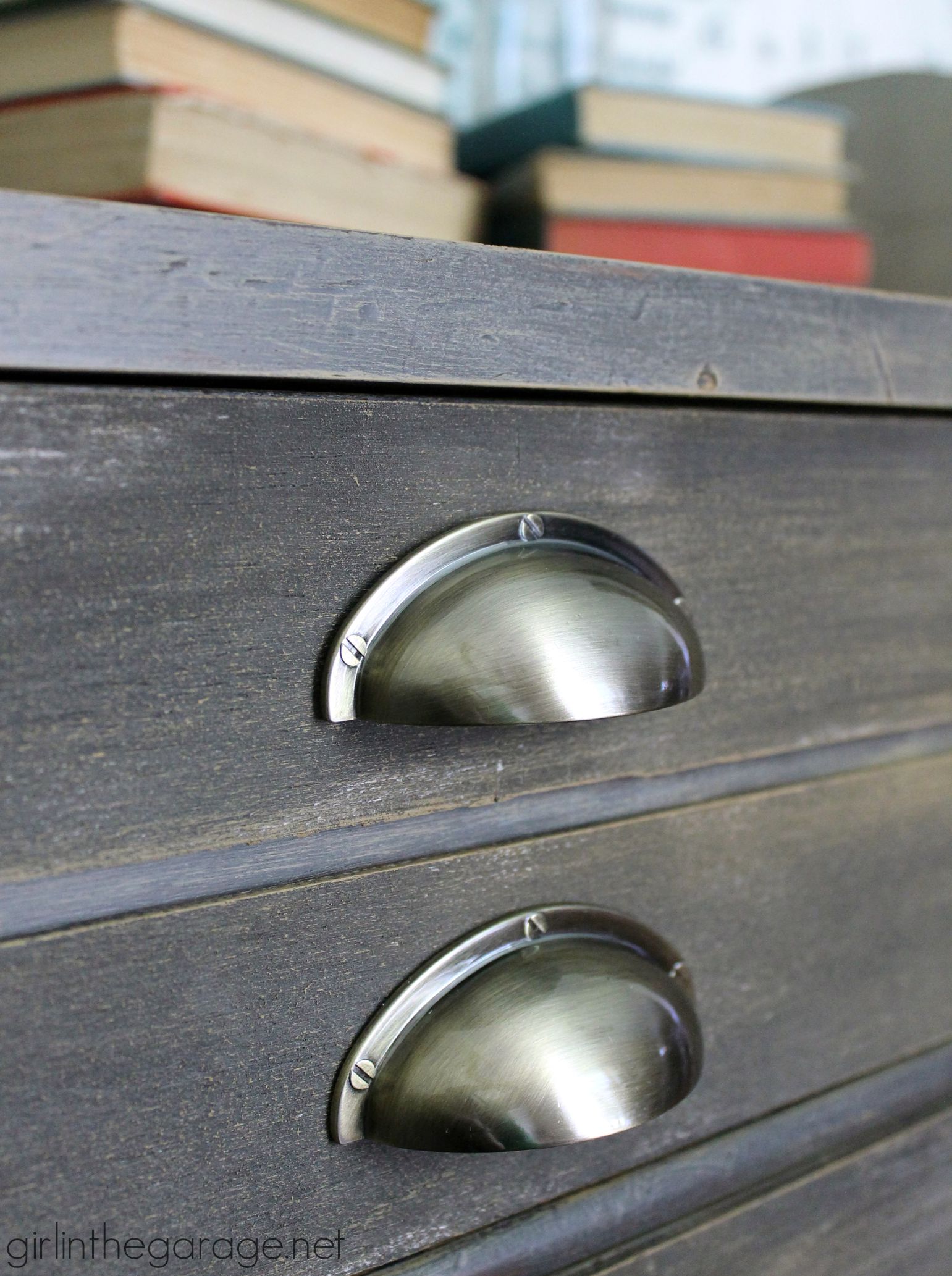 Repurpose a free dresser into an Anthropologie inspired faux industrial printer's cabinet - Girl in the Garage