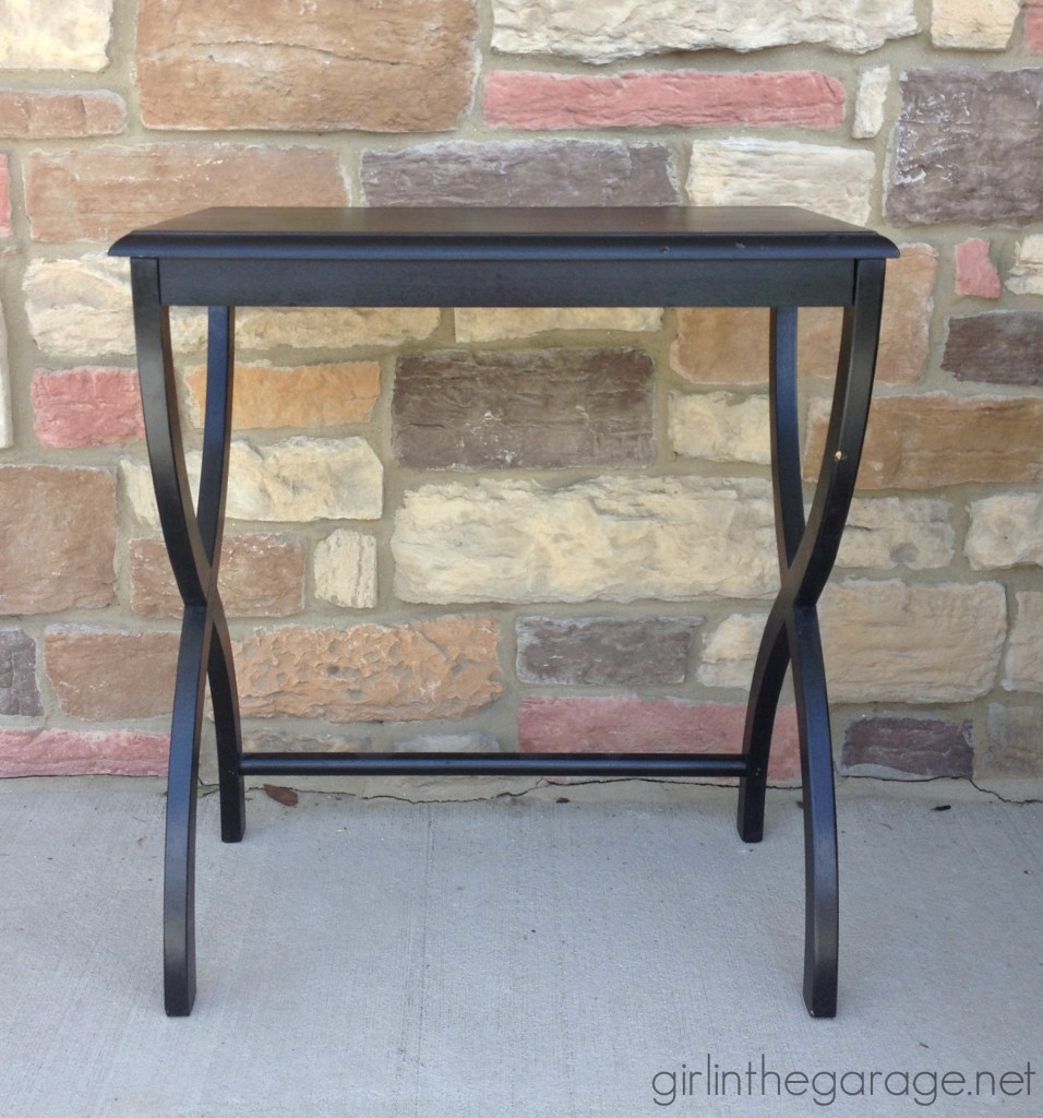 How to transform a plain table into a beautiful accent piece with Chalk Paint and the perfect stencil.  girlinthegarage.net