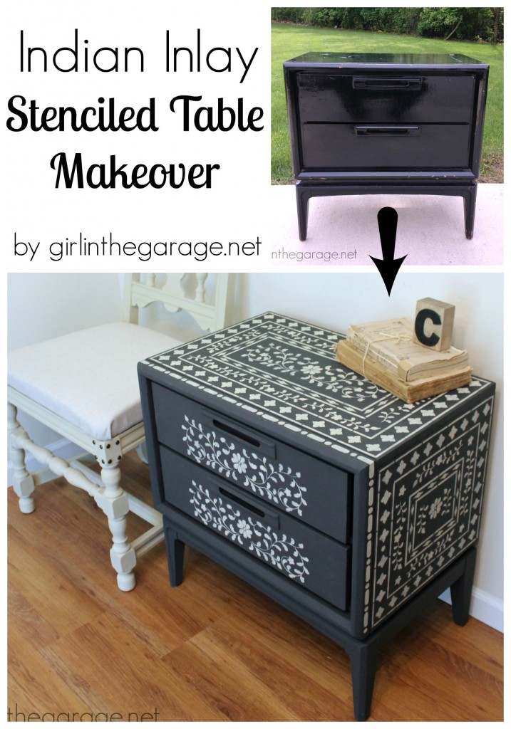 How to achieve the high end look of Indian Inlay furniture by stenciling. girlinthegarage.net