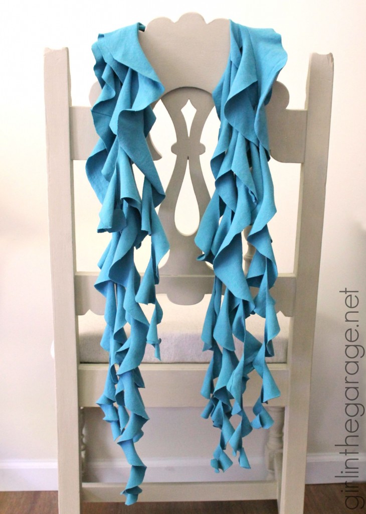 No-Sew DIY Ruffle Scarf From a Men's T-Shirt  - girlinthegarage.net