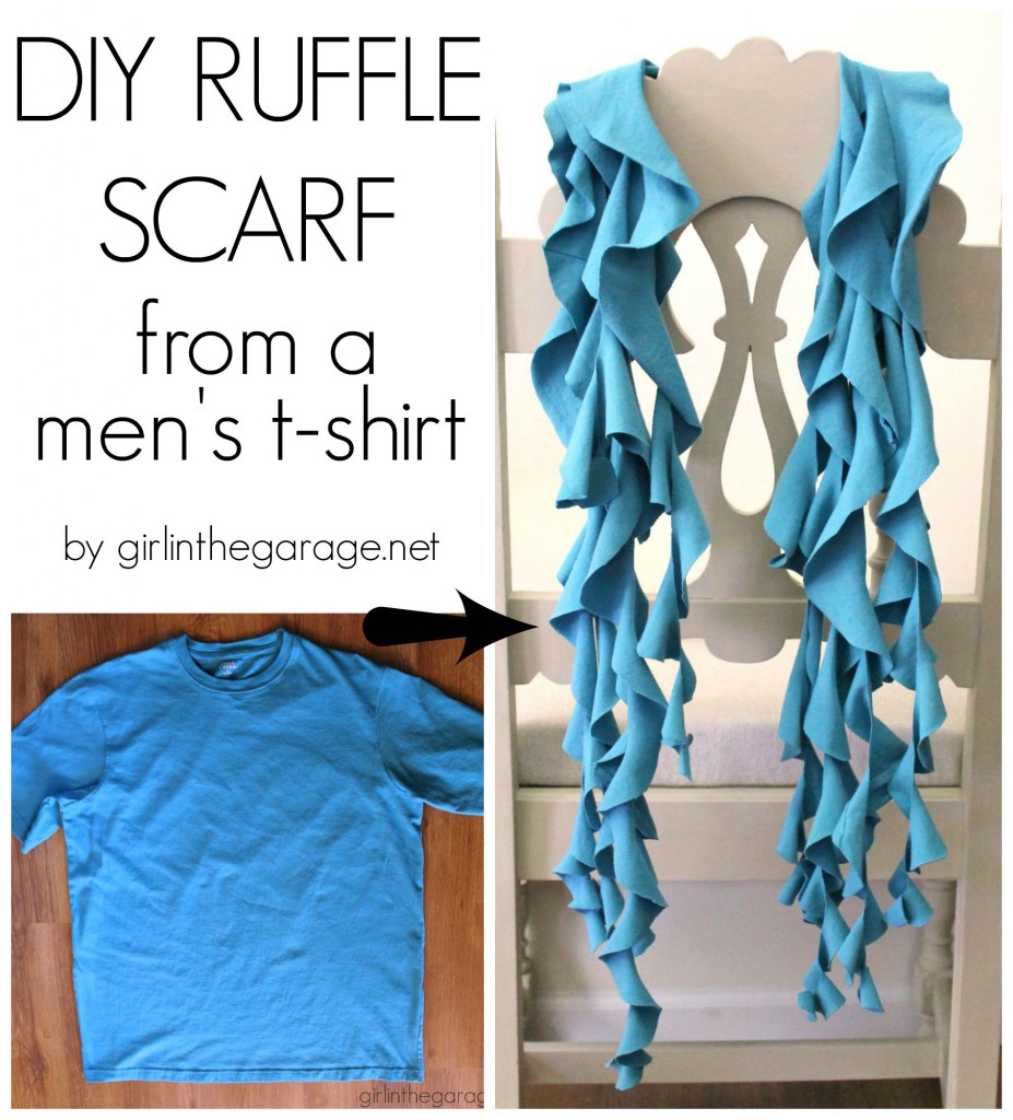 No-Sew DIY Ruffle Scarf From a Men's T-Shirt - girlinthegarage.net