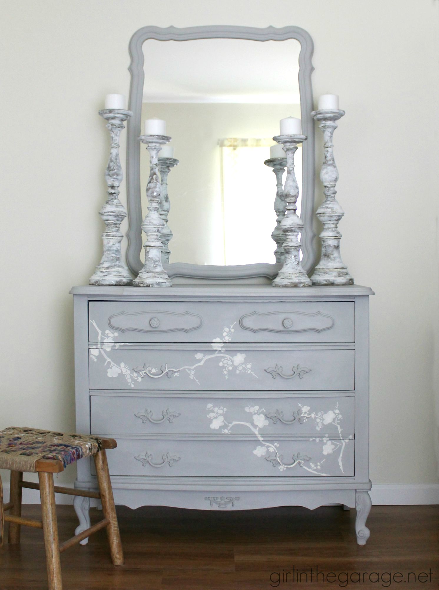 Chalk Paint And Cherry Blossoms A Dresser Makeover Girl In The