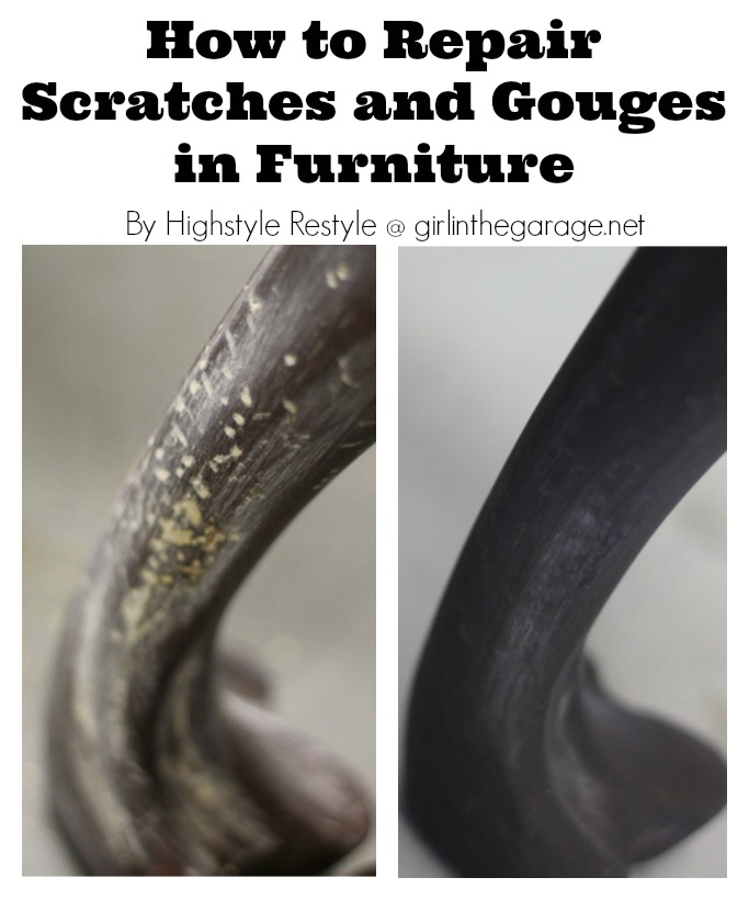 How to repair scratches and gouges in furniture - by Highstyle Restyle @ girlinthegarage.net