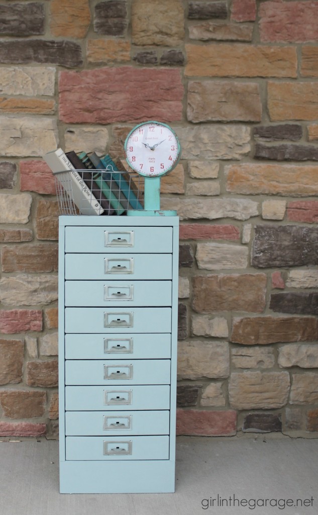 Painted Metal Cabinet Makeover in Duck Egg Chalk Paint Painted Metal Cabinet Makeover in Duck Egg Chalk Paint