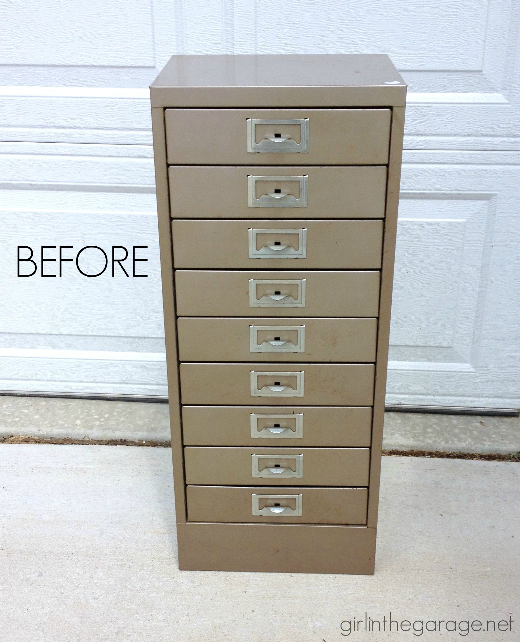 Painted Metal Cabinet Makeover with Chalk Paint - Girl in the Garage
