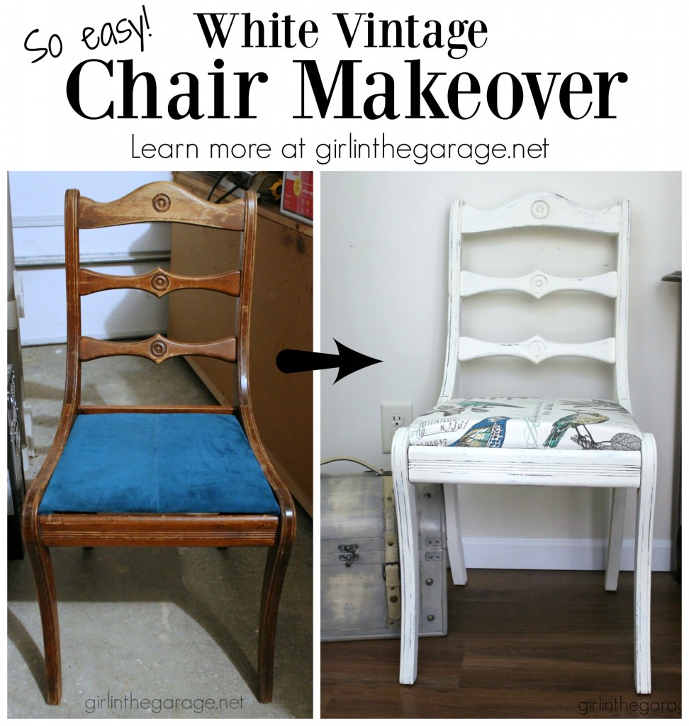 Chair makeover tutorial by Girl in the Garage - Themed Furniture Makeover