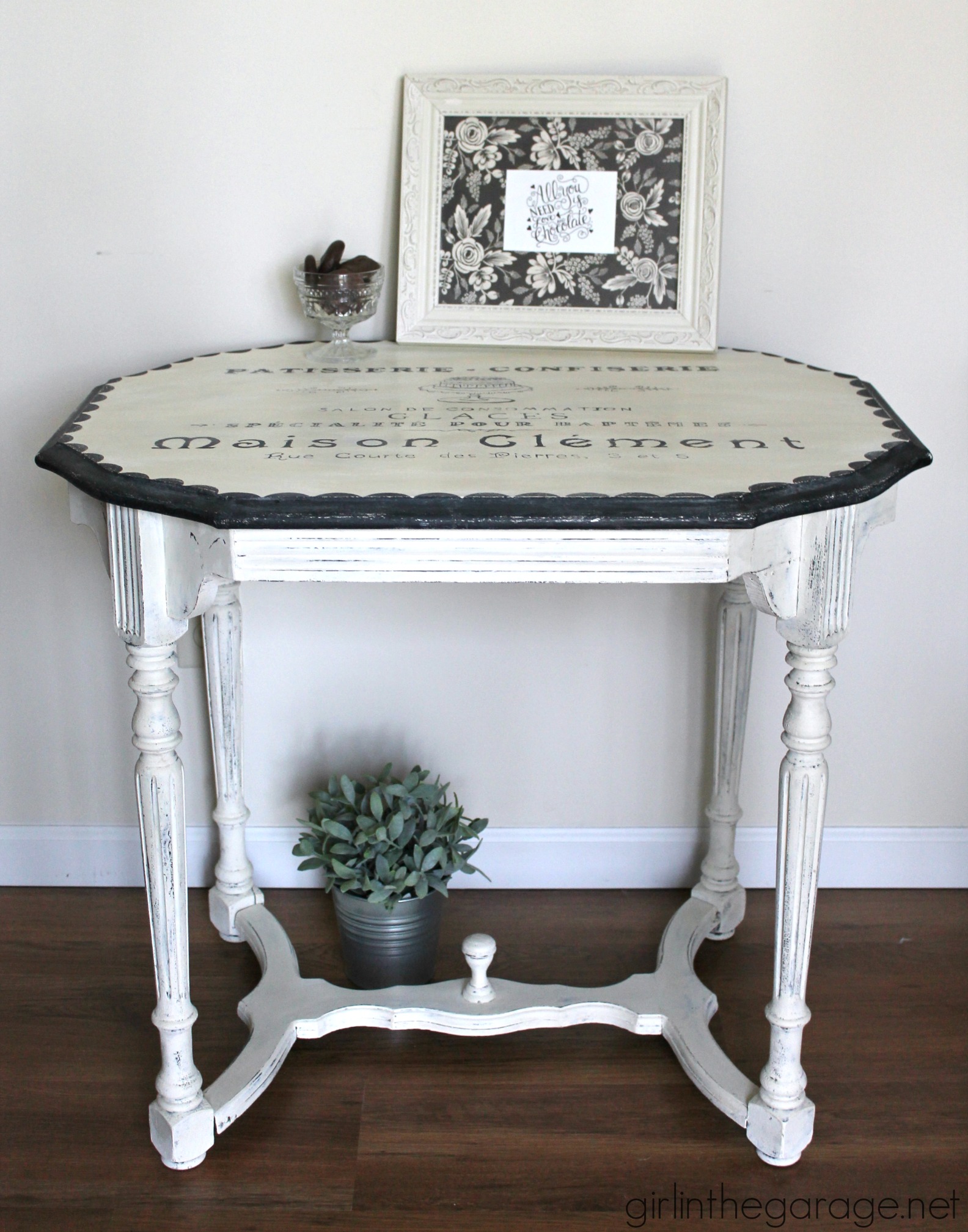 French Patisserie Table - Antique table makeover by Girl in the Garage