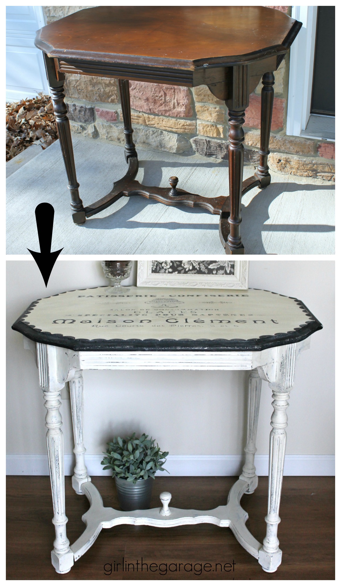 How to paint a French Patisserie table - Antique table makeover by Girl in the Garage