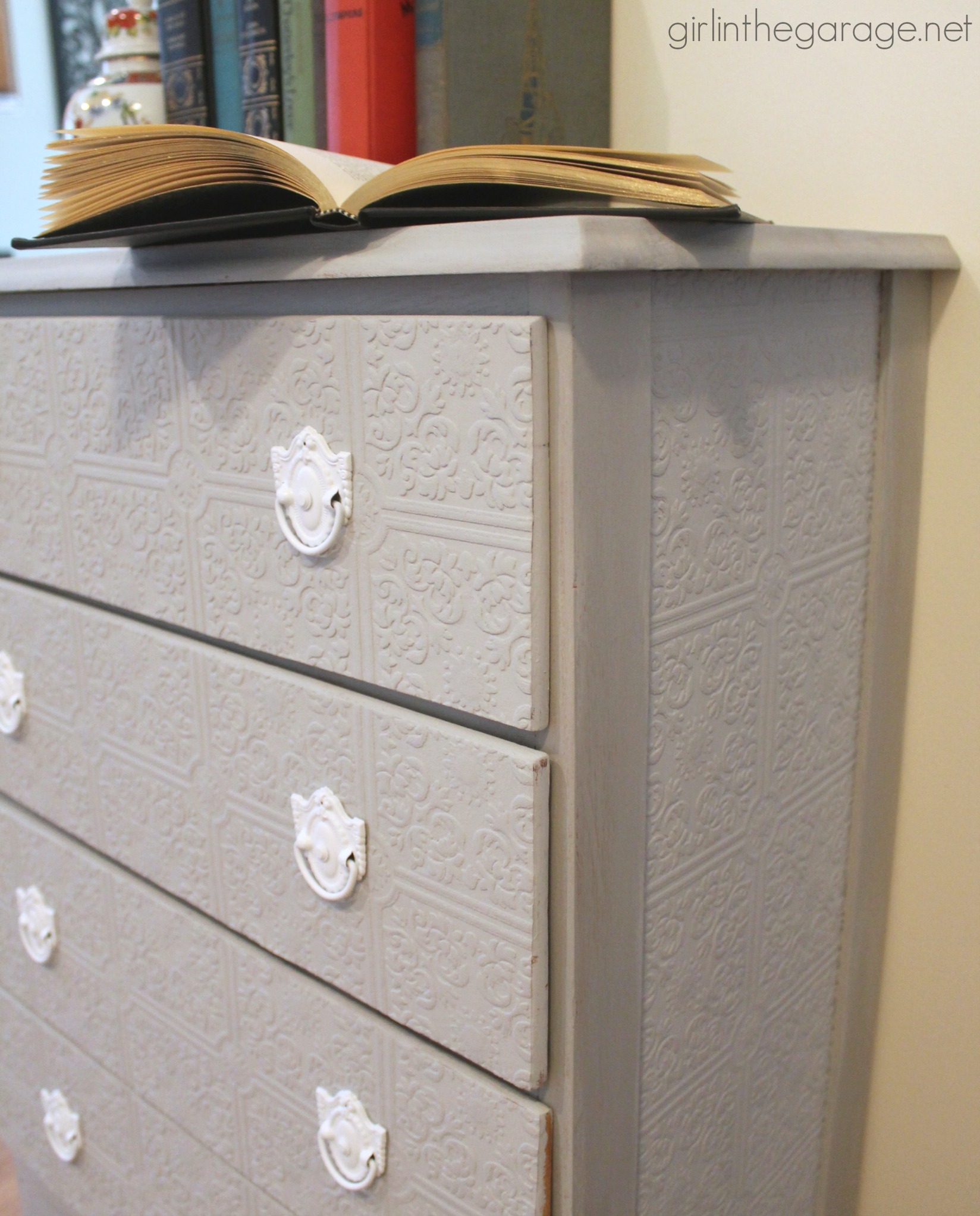 How to Wallpaper a Dresser