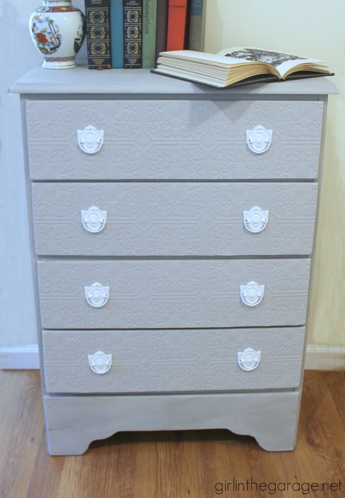 How to Decoupage a Dresser with Paintable Wallpaper Girl in the Garage®