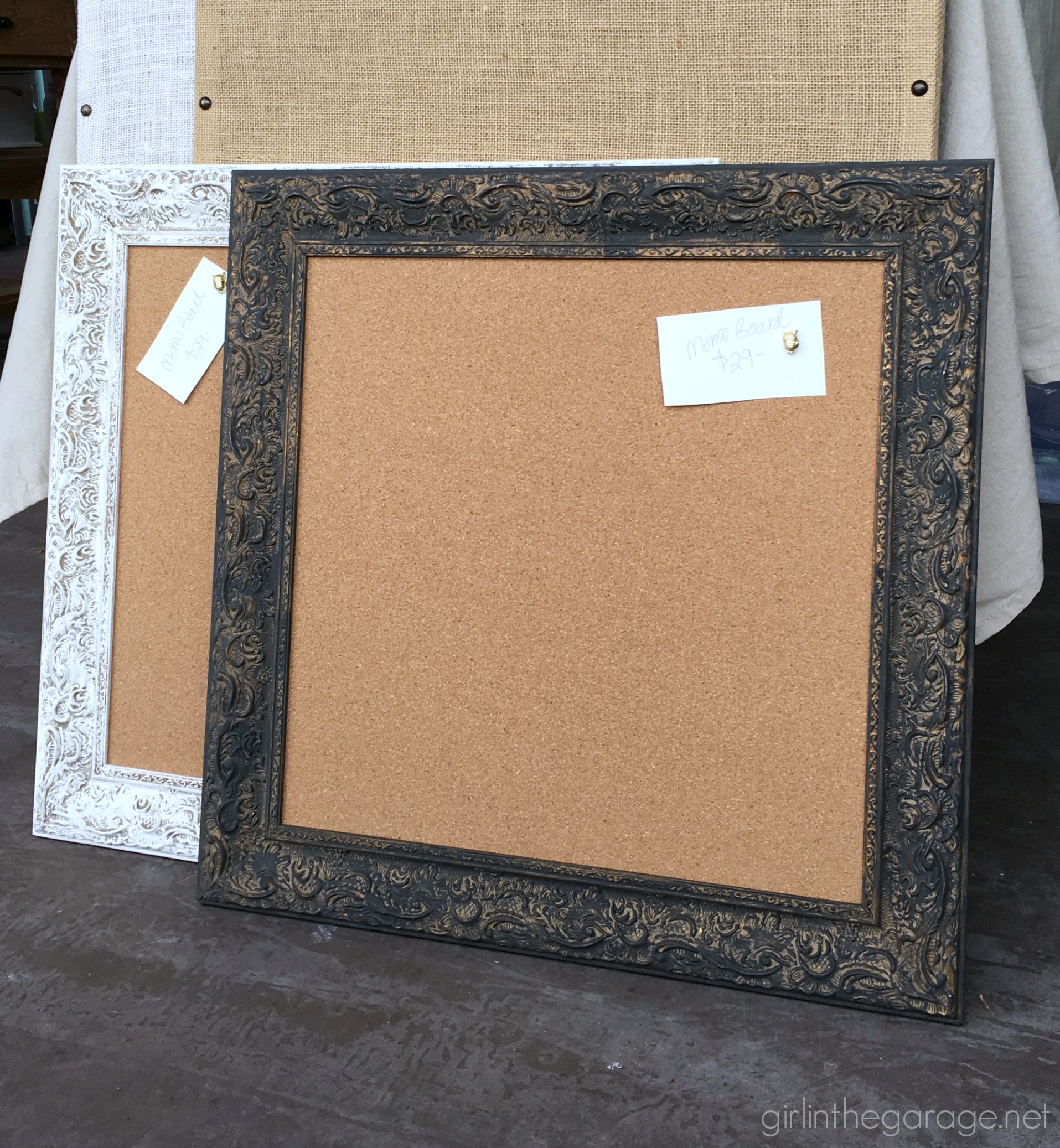 Thrifted art upcycled to DIY memo boards - Love this idea! By Girl in the Garage