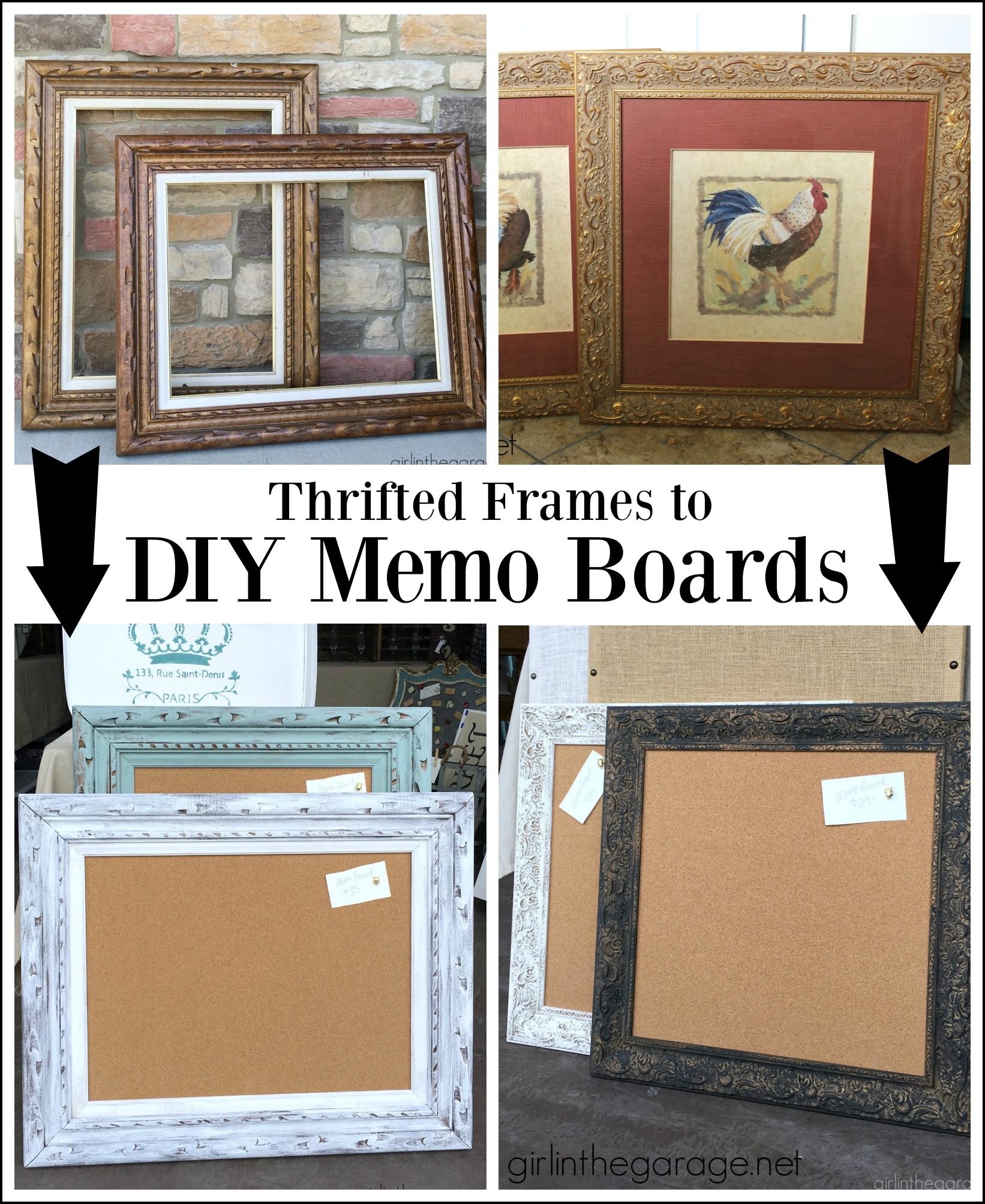 Thrifted art upcycled to DIY memo boards - Love this idea! By Girl in the Garage