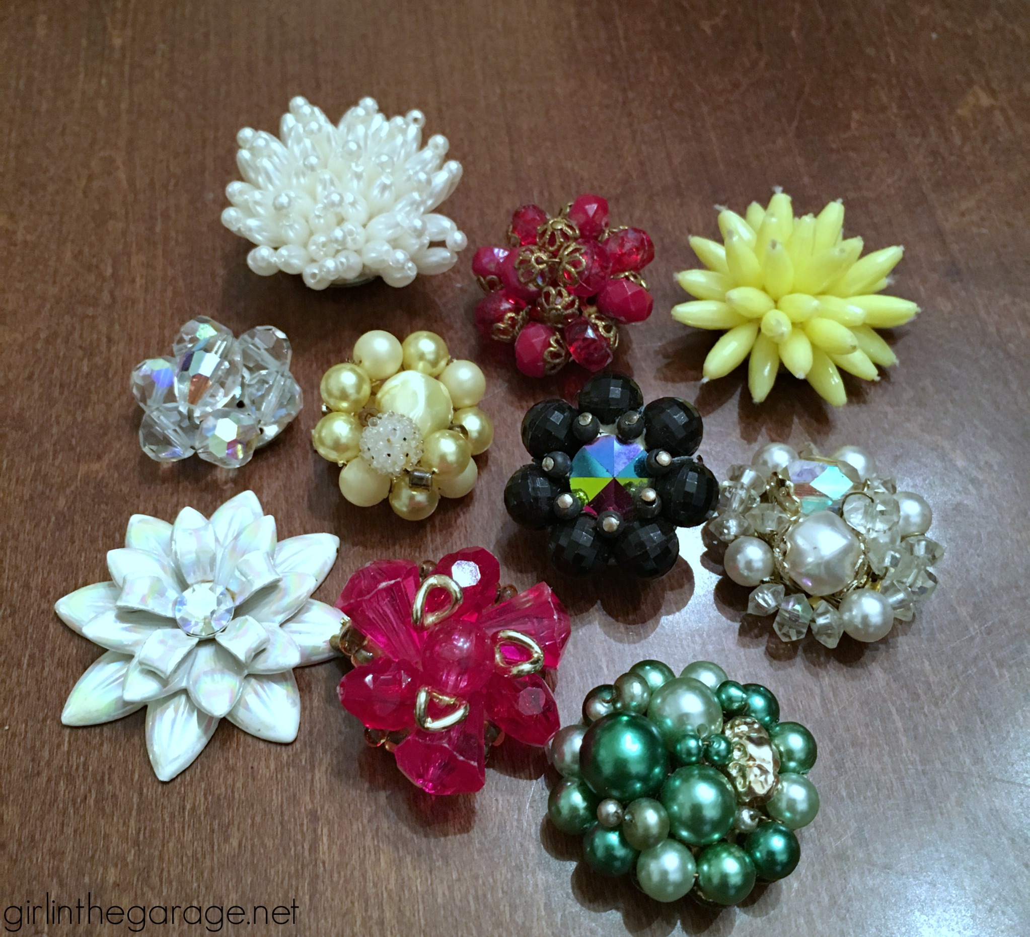 How to make vintage repurposed earring magnets - easy DIY tutorial by Girl in the Garage