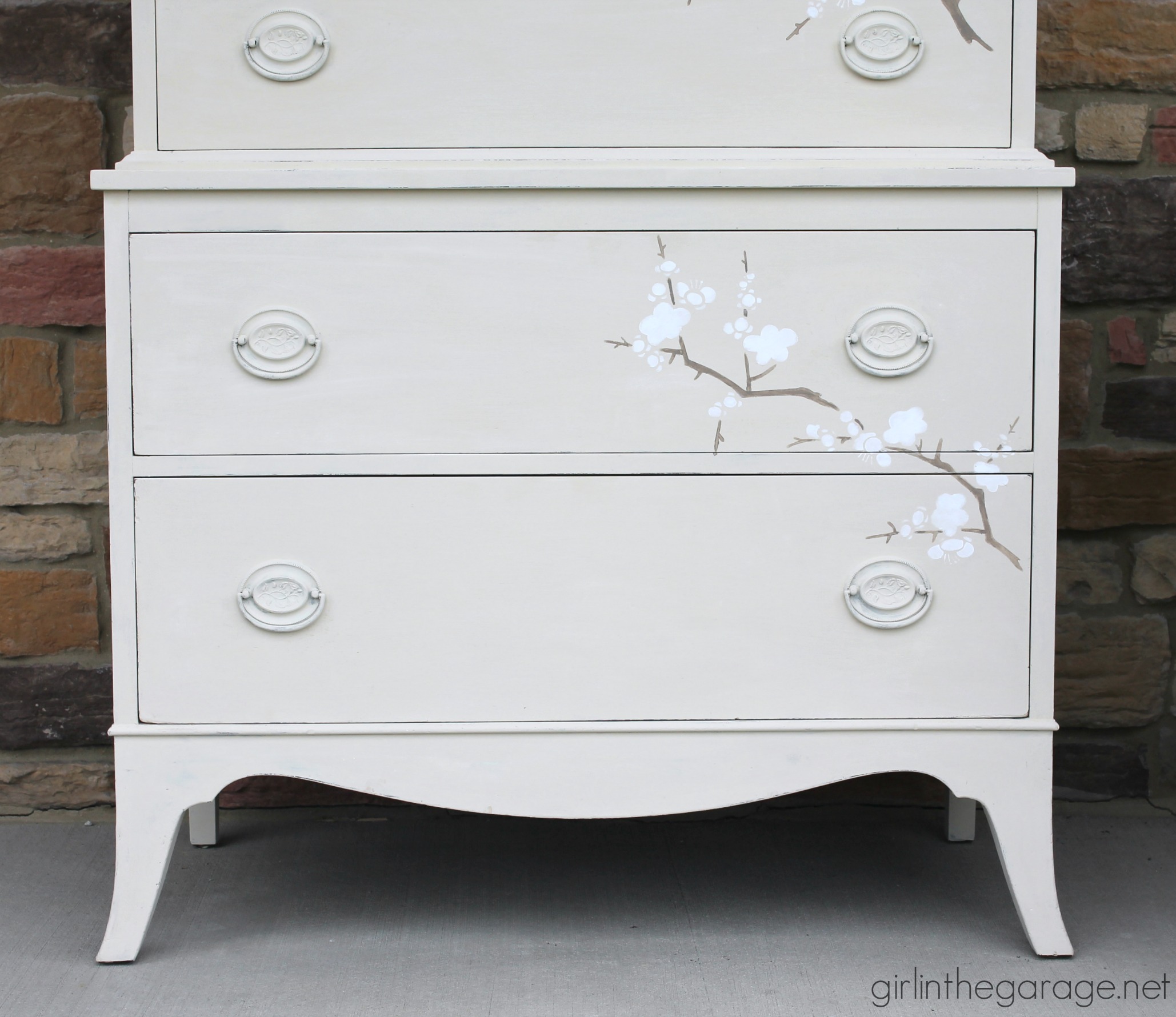 How to get this gorgeous cherry blossom look on your next furniture makeover! By Girl in the Garage