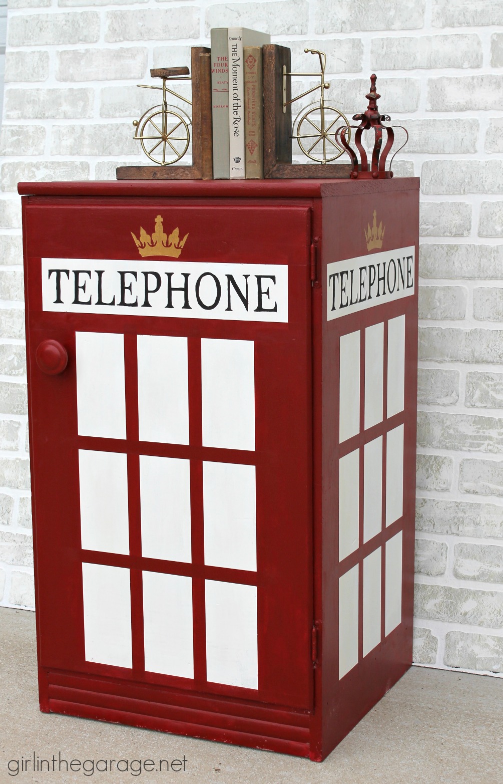 How to paint a London phone booth on furniture - Girl in the Garage